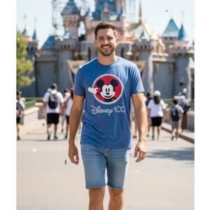 Disney Mickey Mouse 100th Anniversary Shirt Men L 100 Years Wonder Blue Heather